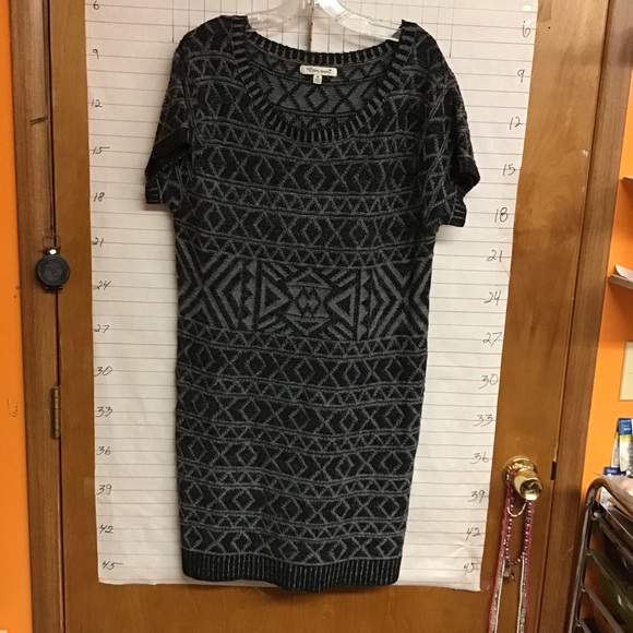 EXTRA TOUCH woman’s short sleeve winter dress sz 1X black and gray - Picture 2 of 5